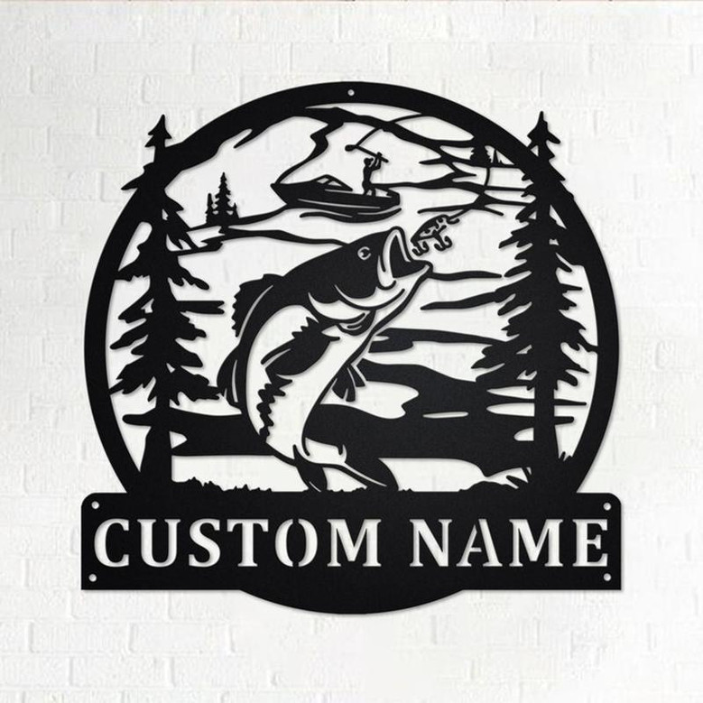 Custom Fisherman Fish Boat Metal Wall Art, Personalized Fisherman Name Sign Decoration For Room, Fish Boat Metal Home Decor, Custom Fishing
