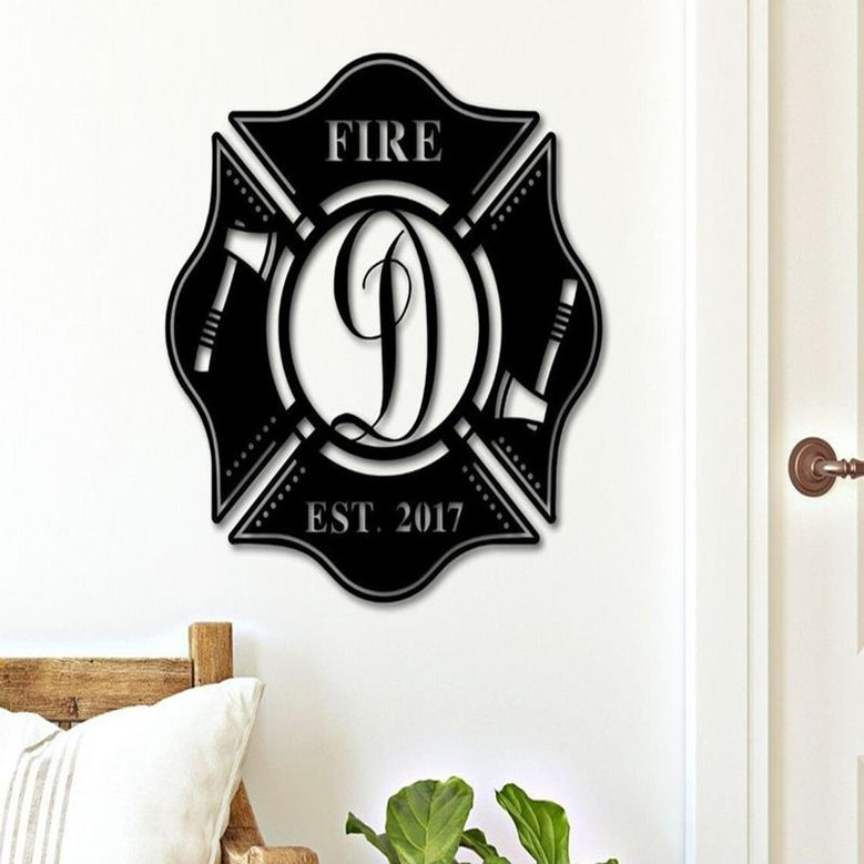 Personalized Metal Maltese Cross Sign | Firefighter Gift | First Responder Gift | Fireman Metal Art | Fireman Sign with Last Name | Fireman