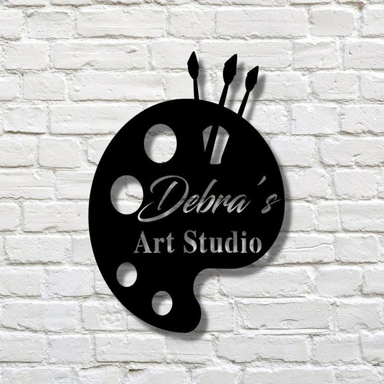 Custom Art studio Metal Wall Decor, Paint Brush Sign
