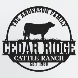 Cattle Farm Sign With Custom Text, Established Date, Personalized Metal Cow Sign