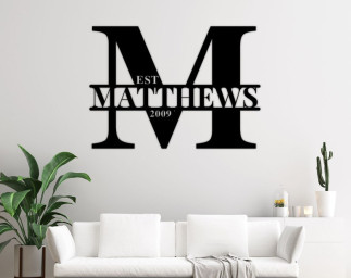 Monogram-Metal Sign-Personalized Gift-Wedding Gift-Housewarming Gift-Large-Stainless Steel-Weatherproof-Metal Wall Art-Metal Letter