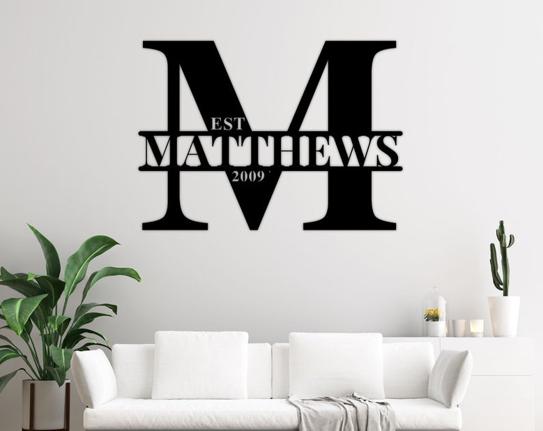 Monogram-Metal Sign-Personalized Gift-Wedding Gift-Housewarming Gift-Large-Stainless Steel-Weatherproof-Metal Wall Art-Metal Letter