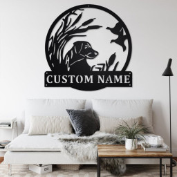 Custom Labrador Dog Hunting Metal Wall Art, Personalized Dog Hunting Name Sign Decoration For Room,Dog Hunting Home Decor,Custom Dog Hunting