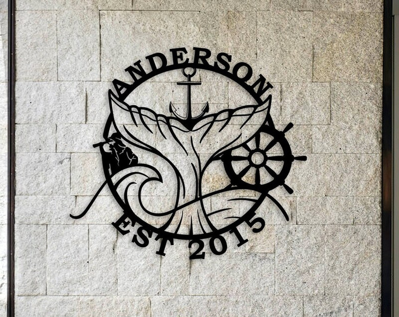 Custom Metal Word, Personalized Metal Beach House Sign, Custom Sea Loves Metal Family Name Sign