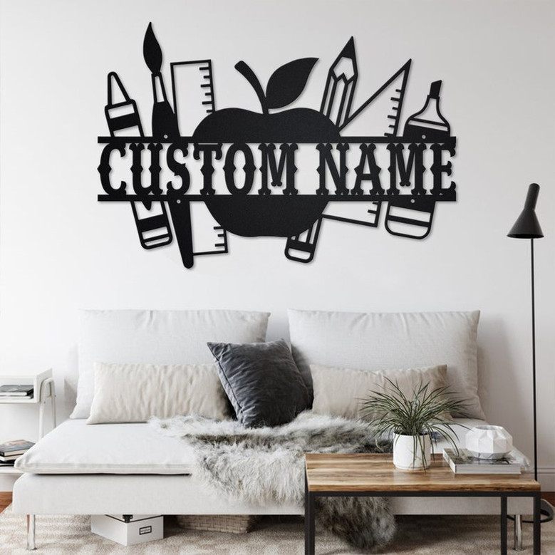 Custom Teacher Split Metal Wall Art, Personalized Teacher Name Sign Decoration For Room, Teacher Home Decor, Custom Teacher, Teacher Gift