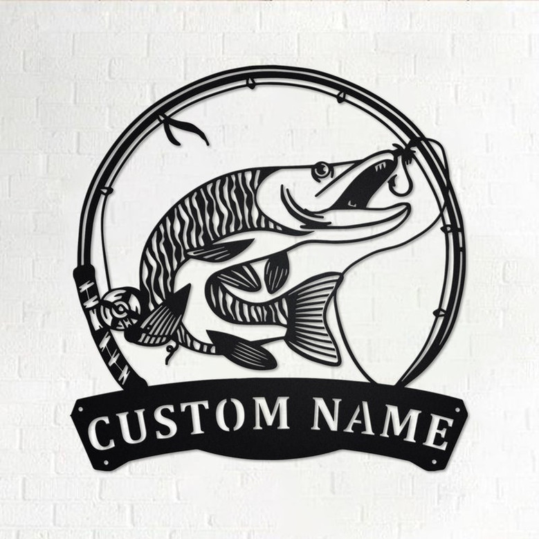 Personalized Tiger Muskellunge Fish Metal Sign | Fishing Metal Wall Art | Fishing Metal wall Decor | Fishing Lover | Custom Fishing|Fishman
