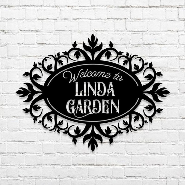Personalized Metal Gardening Gift ,Custom Family Name Sign，Metal Hanging Garden Sign，Wall Art ,Custom Metal Art, Wedding Gift