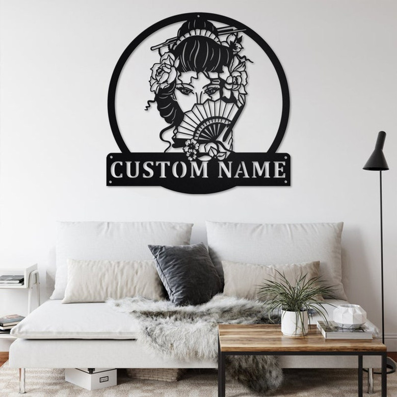 Custom Japanese Geisha Metal Wall Art, Personalized Geisha Name Sign Decoration For Room, Geisha Home Decor, Custom Geisha, Japanese Geisha