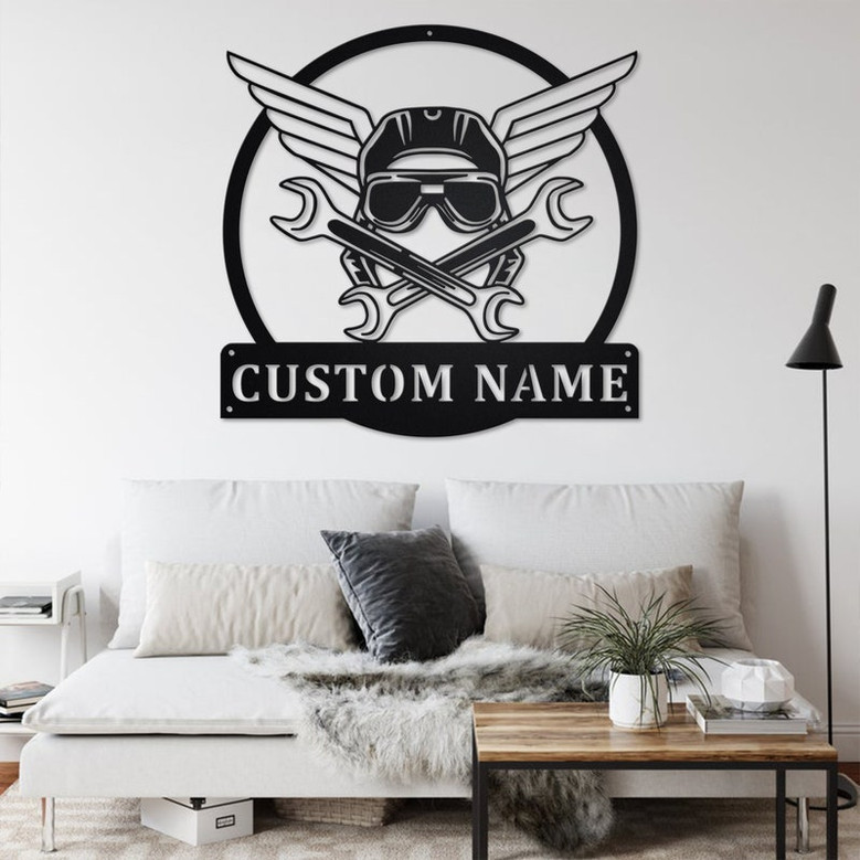 Custom Aircraft Mechanic Metal Wall Art, Personalized Aircraft Mechanic Name Sign Decoration For Room, Aircraft Mechanic Metal Home Decor