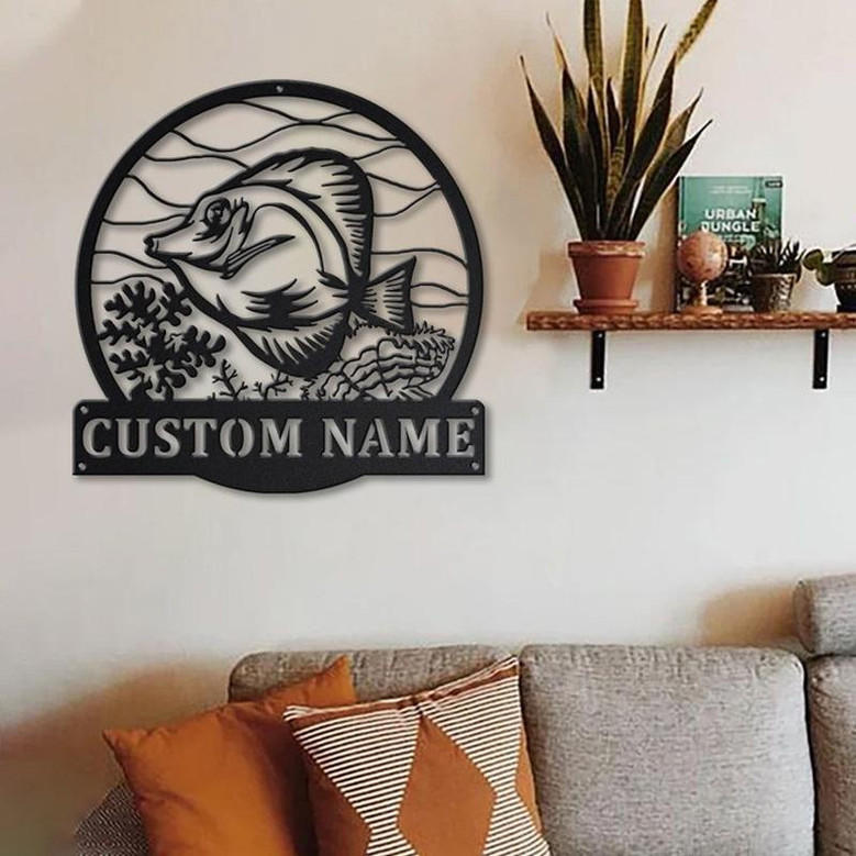 Personalized Yellow Tang Fish Metal Sign Art | Custom Yellow Tang Fish Metal Sign | Fishing Gift | Beach Funny