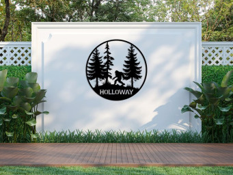 Personalized Metal Bigfoot Mountain Wall Sign, Sasquatch Custom Name Sign, Cabin Decor