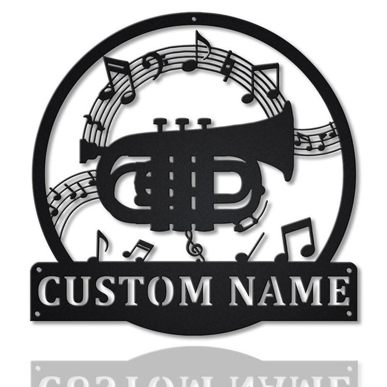 Personalized Pocket Trumpet Metal Sign Art | Custom Pocket Trumpet Metal Wall Art Bedroom Decor | Custom Trumpet Decor Decoration