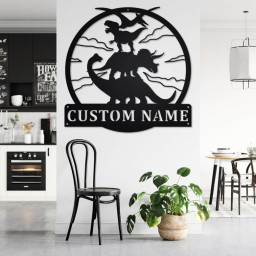Custom Dinosaur Totem Metal Wall Art, Personalized Dinosaur Name Sign Decoration For Room, Dinosaur Home Decor, Custom Dinosaur, Dinosaur