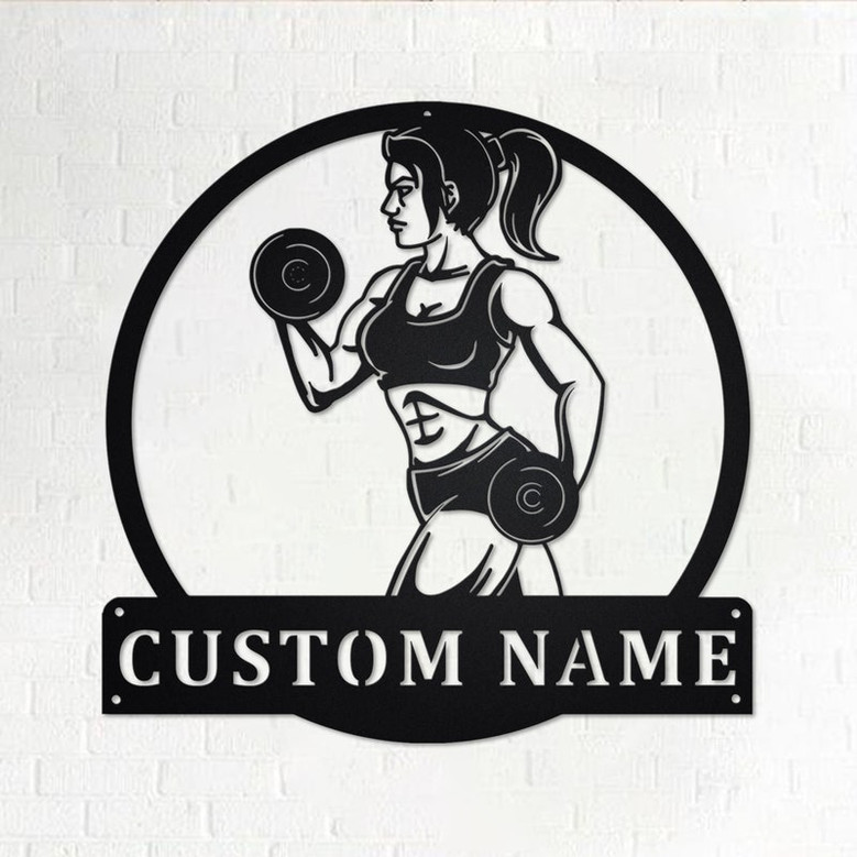 Custom Powerlifting Girl Metal Wall Art, Personalized Powerlifting Name Sign Decoration For Room, Powerlifting Metal Home Decor,Powerlifting
