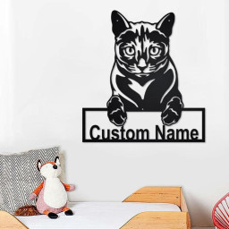 Custom Russian Blue Cat Metal Wall Art, Personalized Russian Blue Cat Name Sign Decoration For Room, Russian Blue Cat Home Decor, Custom Cat