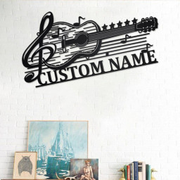 Custom Guitar Musical Metal Wall Art, Personalized Guitar Name Sign Decoration For Room, Guitar Home Decor, Custom Guitar, Guitar Lover Gift