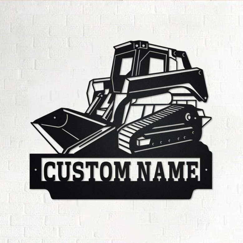 Custom Track Skid Steer Metal Wall Art, Personalized Skid Steer Name Sign Decoration For Room, Skid Steer Metal Home Decor,Custom Skid Steer