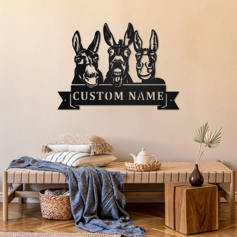 Personalized Donkey Metal Sign | Donkey Metal Wall Art | Office Wall Art | Housewarming Outdoor Metal Sign | Gifts Donkey Lover |