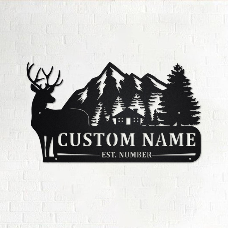 Custom Deer Family Metal Wall Art, Personalized Deer Family Name With Established Date Sign Decoration For Room, Deer Family Home Decor