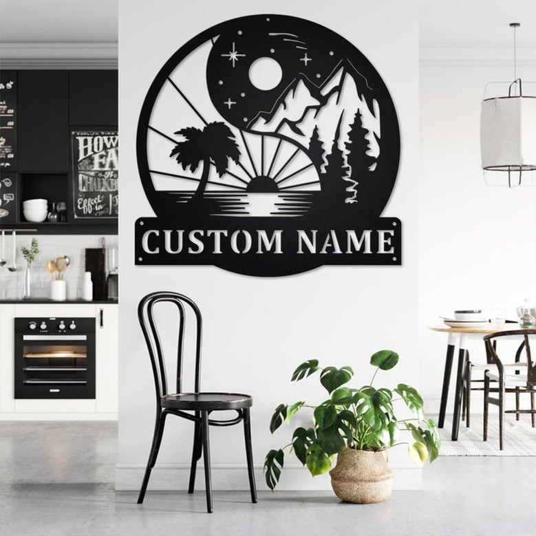 Custom Yin Yang Sun and Moon Metal Wall Art, Personalized Sun and Moon Name Sign Decoration For Room, Sun and Moon Home Decor, Sun and Moon