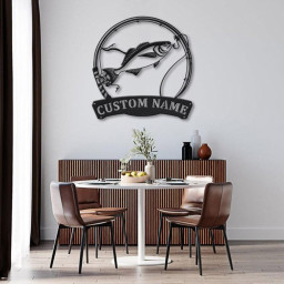 Personalized Butterfish Fishing Fish Pole Monogram Metal Sign Art, Butterfish Fishing Fish Metal Sign , Fishing Lover Sign Decoration