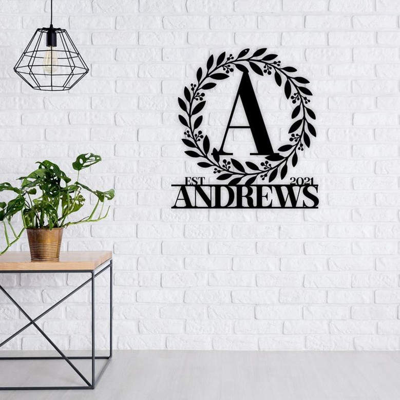 Personalized Family Name Metal Sign, Housewarming Gift, Door Hanger, Wedding Gift, Metal Monogram Sign, Christmas Gift, Last Name Metal Sign
