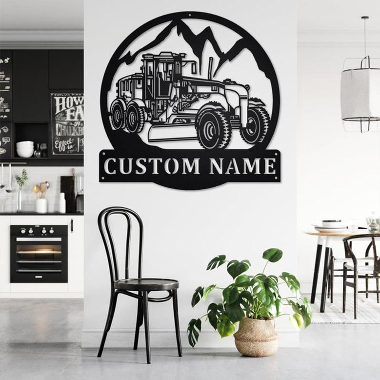 Custom Road Grader Metal Wall Art, Personalized Road Grader Driver Name Sign Decoration For Room, Road Grader Home Decor,Custom Road Grader