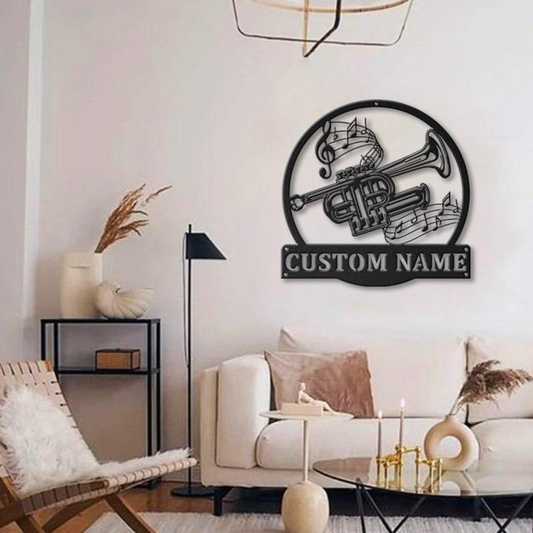 Personalized Piccolo Trumpet Metal Sign Art | Custom Piccolo Trumpet Metal Wall Art Bedroom Decor | Custom Trumpet Decor Decoration