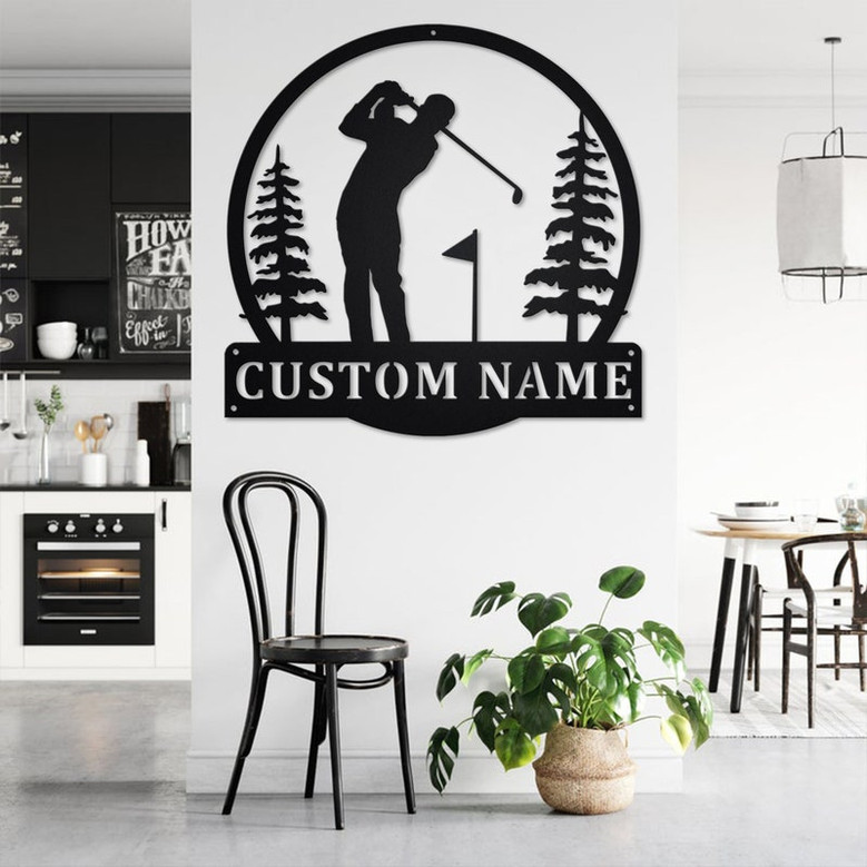 Custom Golfer Metal Wall Art, Personalized Golfer Name Sign Decoration For Room, Golfing Home Decor, Custom Golfer, Golfer Metal Decor