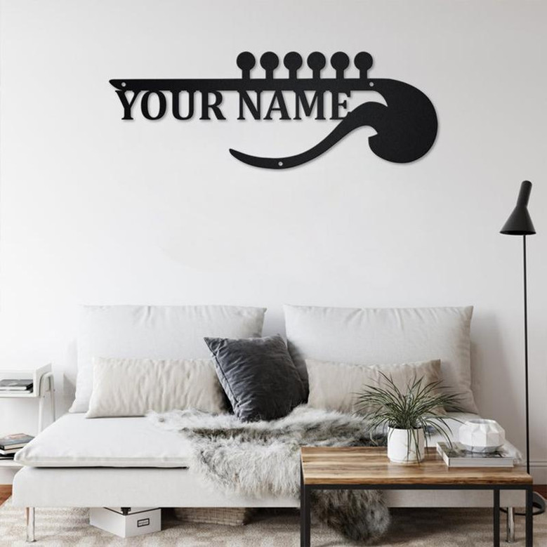 Custom Guitar Musical instrument Metal Wall Art, Personalized Guitar Teacher Name Sign Decoration For Room, Guitar Home Decor, Custom Guitar