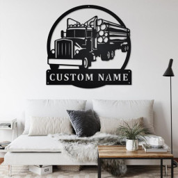 Custom Log Truck Metal Wall Art, Personalized Truck Driver Name Sign Decoration For Room, Log Truck Home Decor. Custom Truck, Trucker Gift