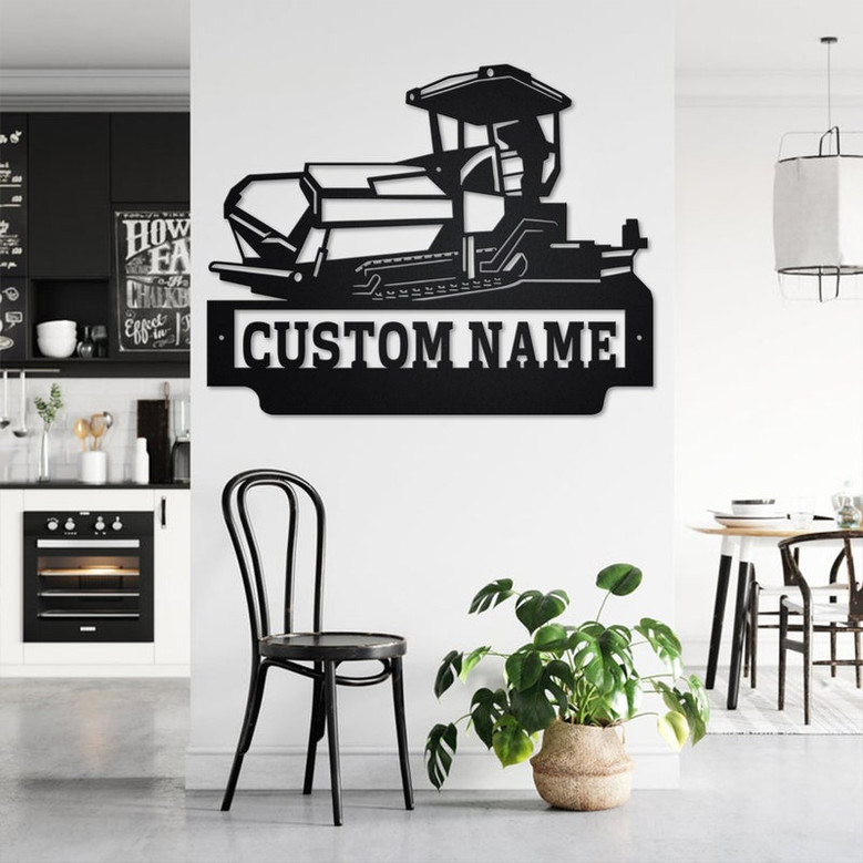 Custom Tracked Asphalt Paver Metal Wall Art, Personalized Asphalt Paver Name Sign Decoration For Room, Asphalt Paver Metal Home Decor
