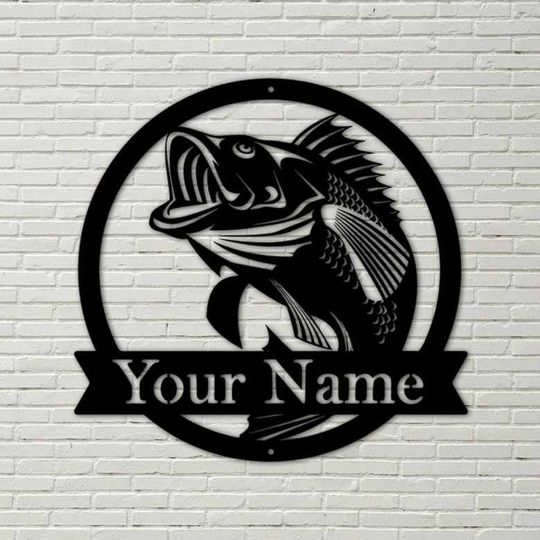 Custom Bass Family Lake Sign Decor Metal Lake House Decor Gifts, bass decor, fishing monogram, bass fishing, bass, custom text metal
