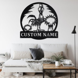 Custom Cockerel Crazy Metal Wall Art, Personalized Rooster Name Sign Decoration For Room, Rooster Home Decor, Custom Rooster