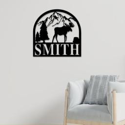 Metal Moose Name Sign, Moose Metal Sign, Moose Sign, Animal Metal Sign, Personalized wildlife Sign, Last Name Sign, Metal Wall Decor, Porch