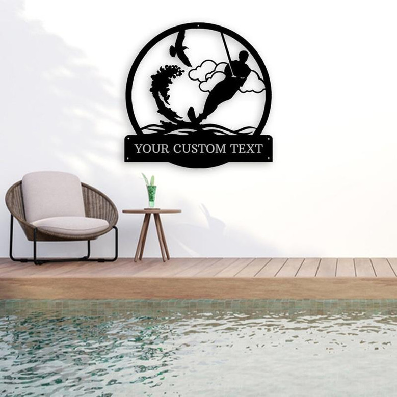 Personalized Male Water Skiing Metal Wall Art, Beach House Decor, Skiing Sign, Skiing Lover Gift Friend Gift