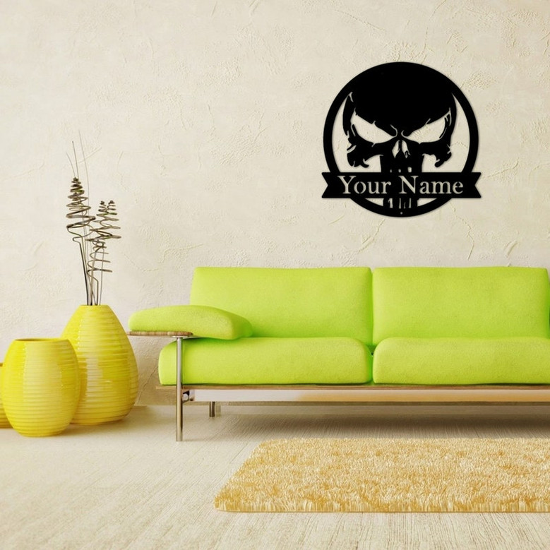 Skull Metal sign, custom skull metal sign, custom sign, skull sign, custom name signs, custom metal sign