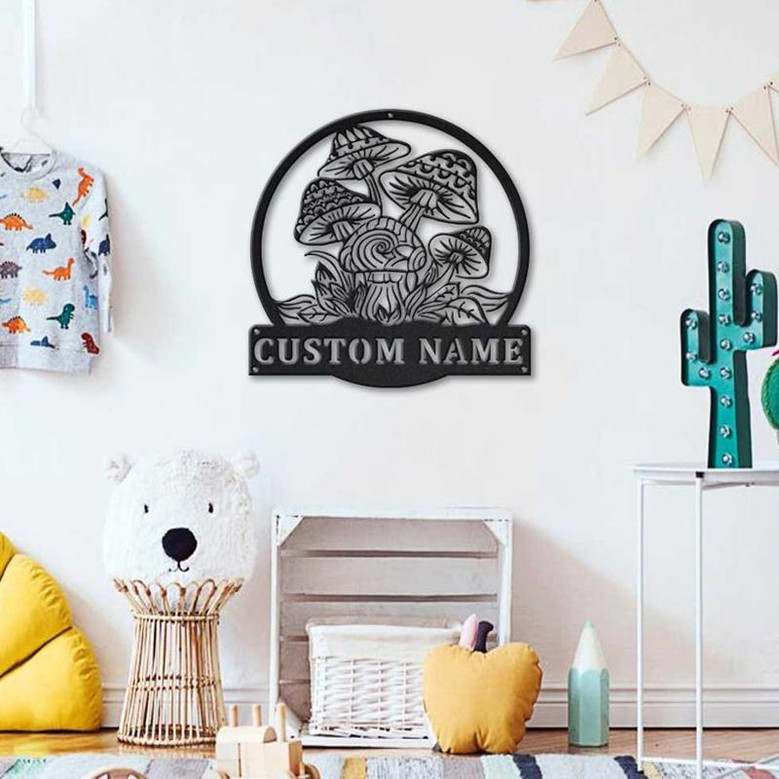 Personalized Mushrooms Monogram Metal Sign Art , Custom Mushrooms Metal Sign, Mushrooms Sign Decoration For Living Room