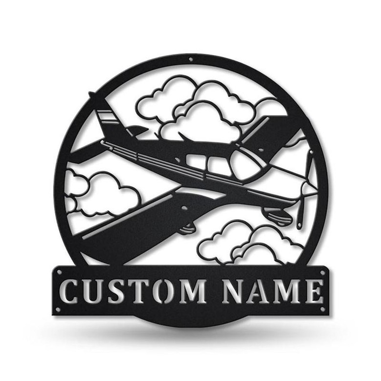 Personalized Airplane Monogram Metal Sign Art ,Custom Airplane Metal Sign, Airplane Lover Sign Decoration For Living Room