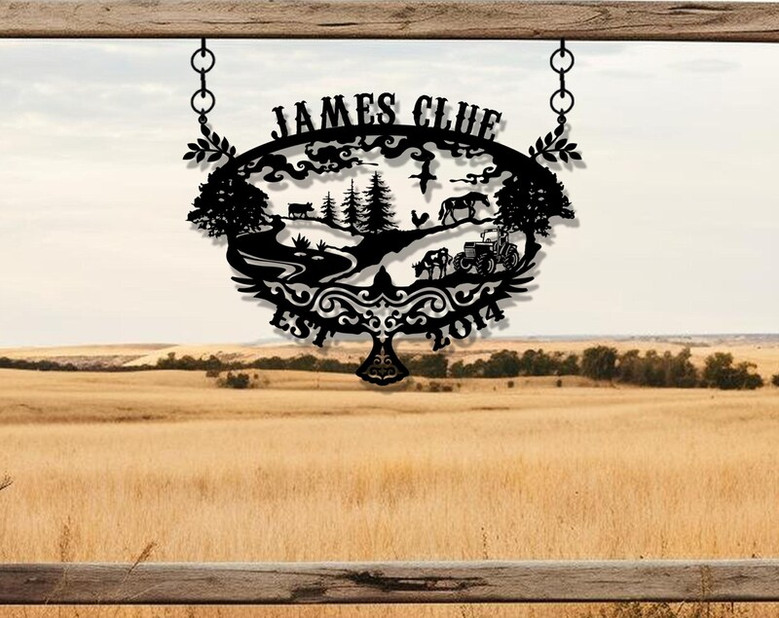 Custom Metal Farmhouse Sign, Custom Unique Family Gift, Personalized Ranch Metal Entry Wall Art