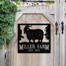 Personalized Metal Farm Sign Angora Goat Monogram Custom Outdoor Farmhouse Front Gate Ranch Stable Wall Decor Art Gift