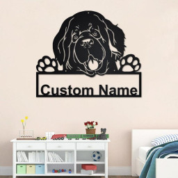 Custom Newfoundland Dog Metal Wall Art, Personalized Newfoundland Name Sign Decoration For Room, Newfoundland Home Decor, Custom Dog