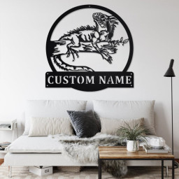 Custom Iguana Lizard Metal Wall Art, Personalized Iguana Lizard Name Sign Decoration For Room, Iguana Lizard Metal Home Decor, Custom Lizard