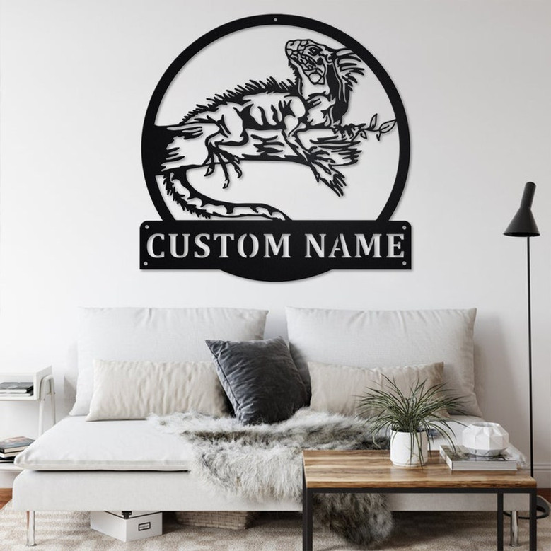 Custom Iguana Lizard Metal Wall Art, Personalized Iguana Lizard Name Sign Decoration For Room, Iguana Lizard Metal Home Decor, Custom Lizard