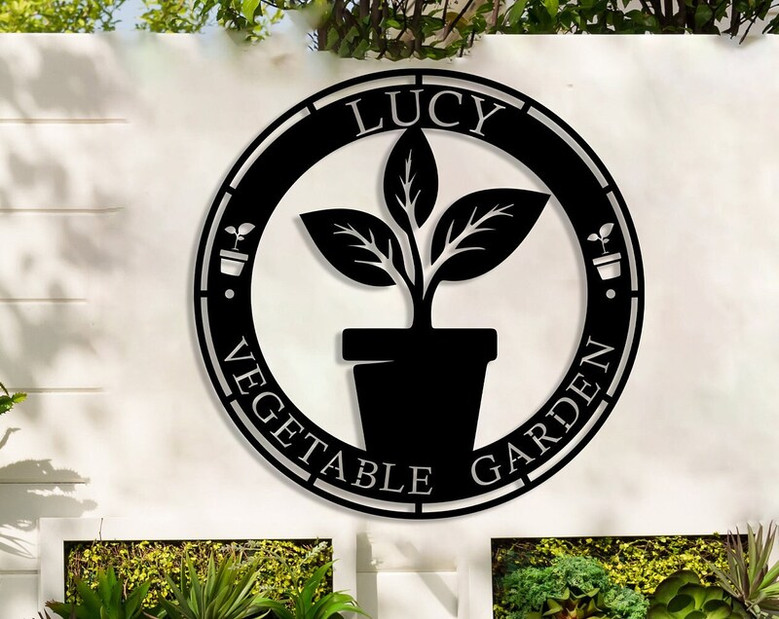 Custom Metal Garden Name Sign, Personalized Garden Sign, Garden Wall Hanging For Decoration