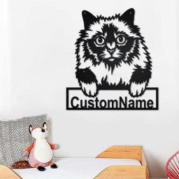 Custom Holy Burma Cat Metal Wall Art, Personalized Holy Burma Cat Name Sign Decoration For Room, Holy Burma Cat Home Decor,Custom Holy Burma