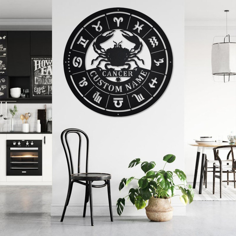 Custom Cancer Zodiac Metal Wall Art, Personalized Cancer Zodiac Name Sign Decoration For Room, Horoscope Home Decor, Custom Cancer Zodiac