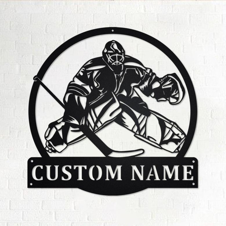 Custom Hockey Goalie Metal Wall Art, Personalized Hockey Goalie Name Sign Decoration For Room, Hockey Goalie Home Decor,Custom Hockey Goalie