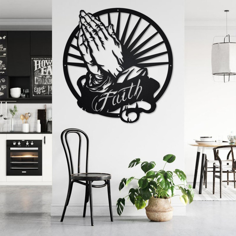 Praying Hands Metal Wall Art, Praying Hands Decoration For Room, Praying Hands Home Decor, Praying Hands Faith Metal Sign, Faith Metal Decor