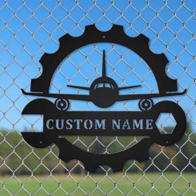 Personalized Aircraft Mechanic Monogram Metal Sign | Custom Aircraft Mechanic Metal Sign | Hobbies Gifts | Birthday Gift